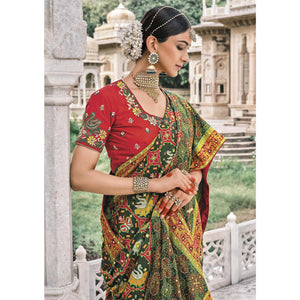 green-festive-wear-plain-hand-work-pure-silk-saree-127303