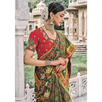 green-festive-wear-plain-hand-work-pure-silk-saree-127303