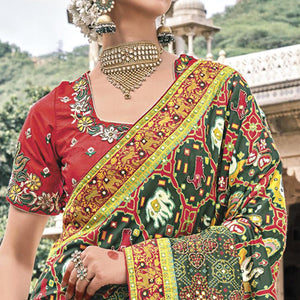 green-festive-wear-plain-hand-work-pure-silk-saree-127303