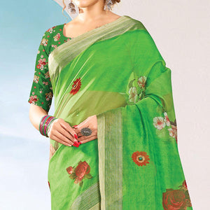 green-festive-wear-printed-woven-organza-saree-120061