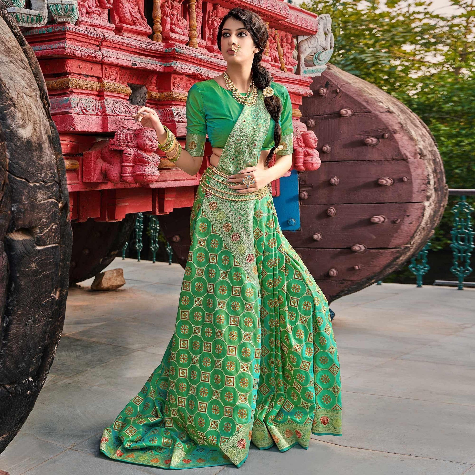 green-festive-wear-printed-banarasi-soft-silk-saree-137514