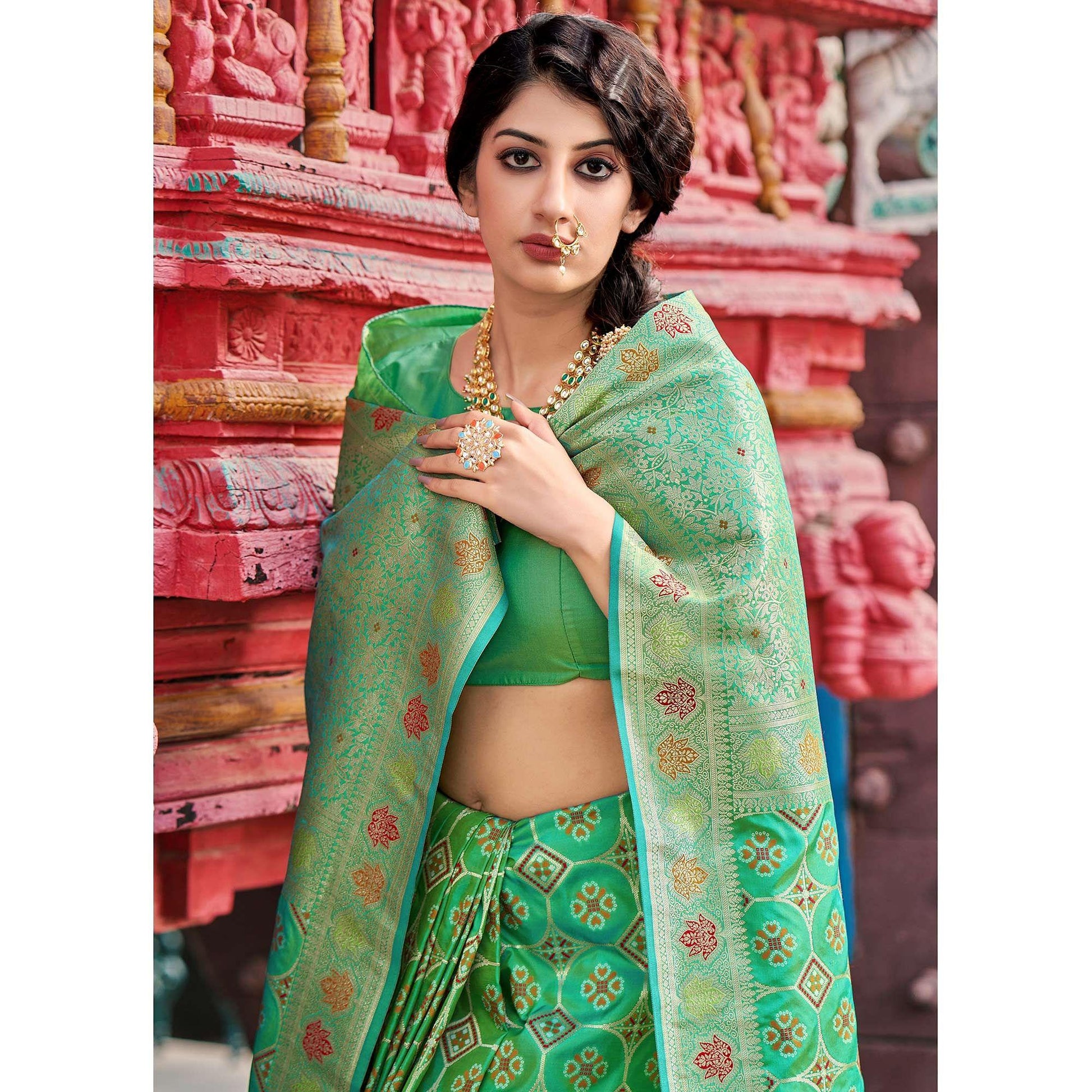 green-festive-wear-printed-banarasi-soft-silk-saree-137514