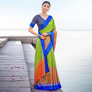 green-casual-wear-printed-brasso-saree-118774