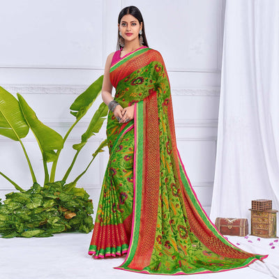 green-festive-wear-printed-brasso-saree-139446