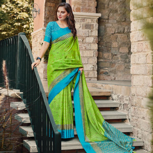 green-festive-wear-printed-brasso-saree-132761