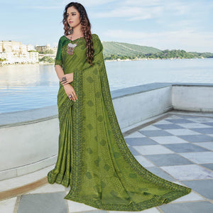 green-festive-wear-printed-brasso-saree-139326