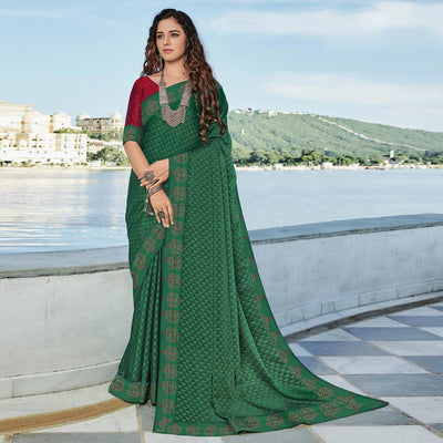 green-festive-wear-printed-brasso-saree-139317