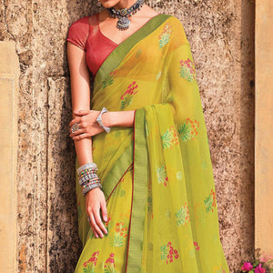 green-festive-wear-printed-brasso-saree-141517