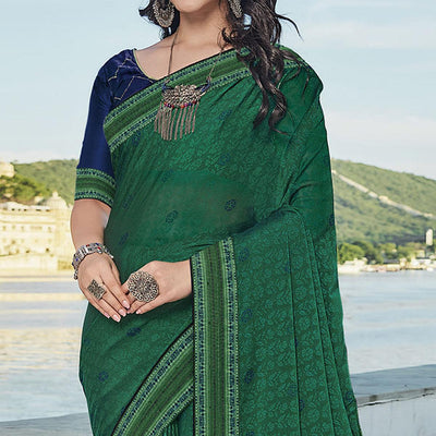 green-festive-wear-printed-brasso-saree-139329