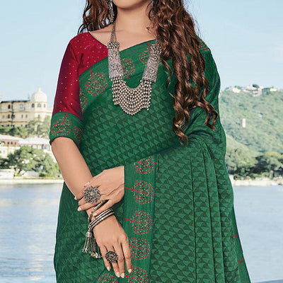 green-festive-wear-printed-brasso-saree-139317