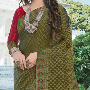 green-festive-wear-printed-brasso-saree-139322