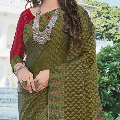 green-festive-wear-printed-brasso-saree-139322