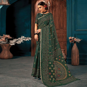 green-festive-wear-printed-cotton-saree-134687