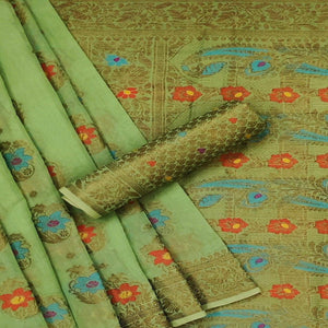 green-festive-wear-printed-cotton-saree-140298