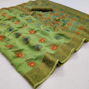 green-festive-wear-printed-cotton-saree-140298