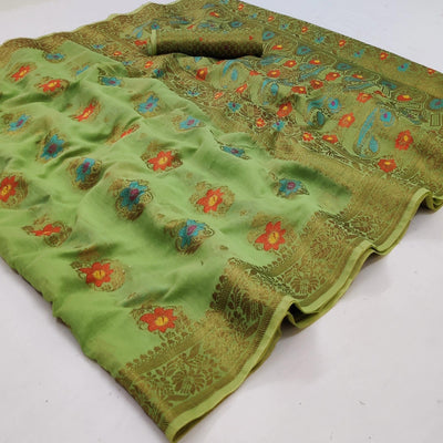 green-festive-wear-printed-cotton-saree-140298