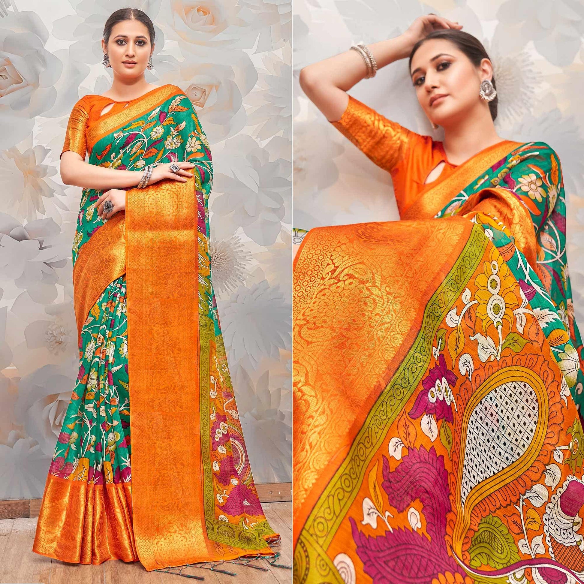 green-festive-wear-printed-cotton-silk-saree-139868