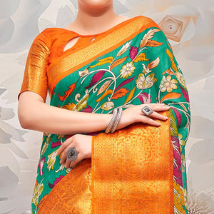 green-festive-wear-printed-cotton-silk-saree-139868