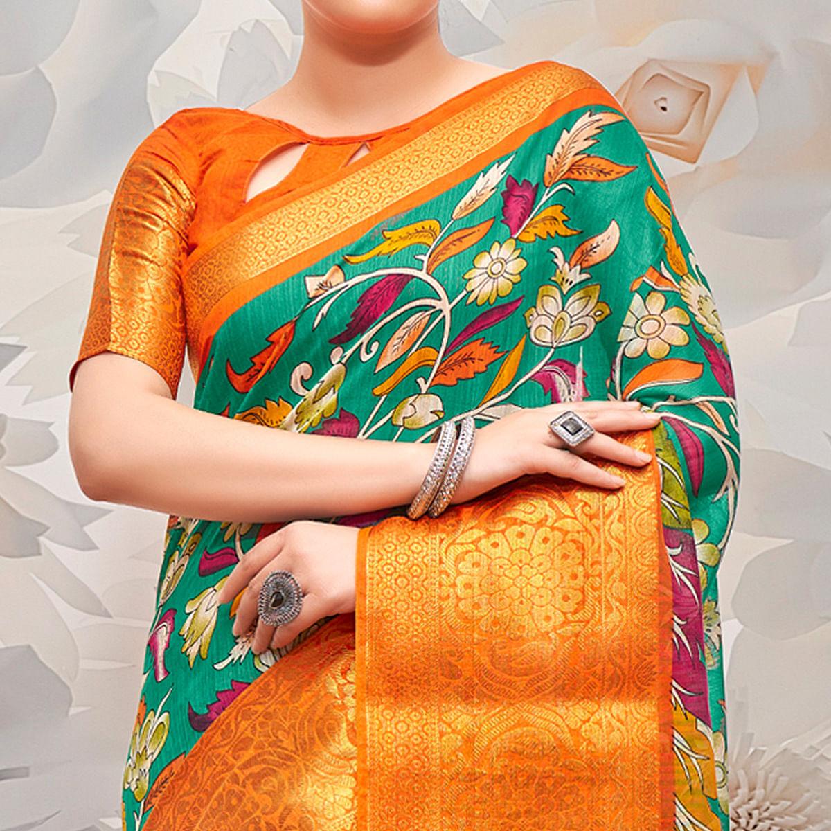 green-festive-wear-printed-cotton-silk-saree-139868