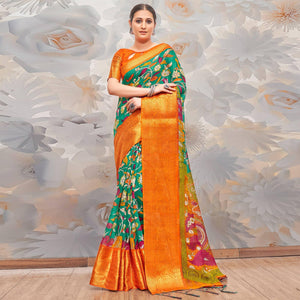 green-festive-wear-printed-cotton-silk-saree-139868