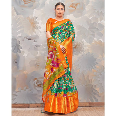green-festive-wear-printed-cotton-silk-saree-139868