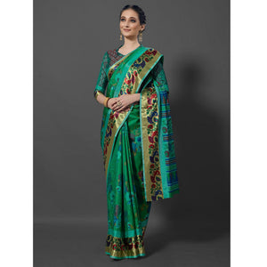 green-festive-wear-printed-dhakai-silk-saree-126467