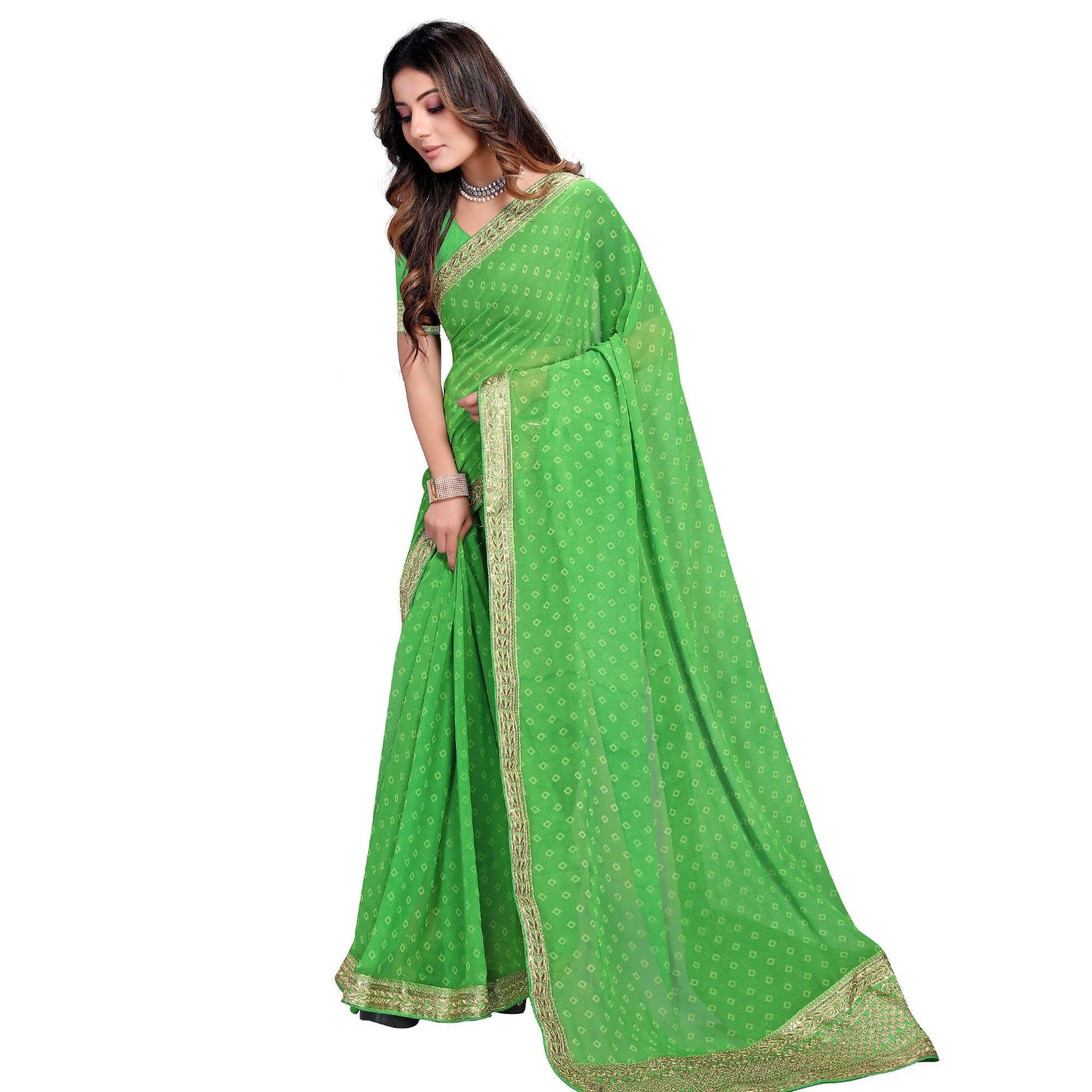 green-festive-wear-printed-georgette-saree-123814