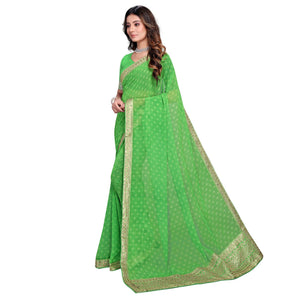 green-festive-wear-printed-georgette-saree-123814