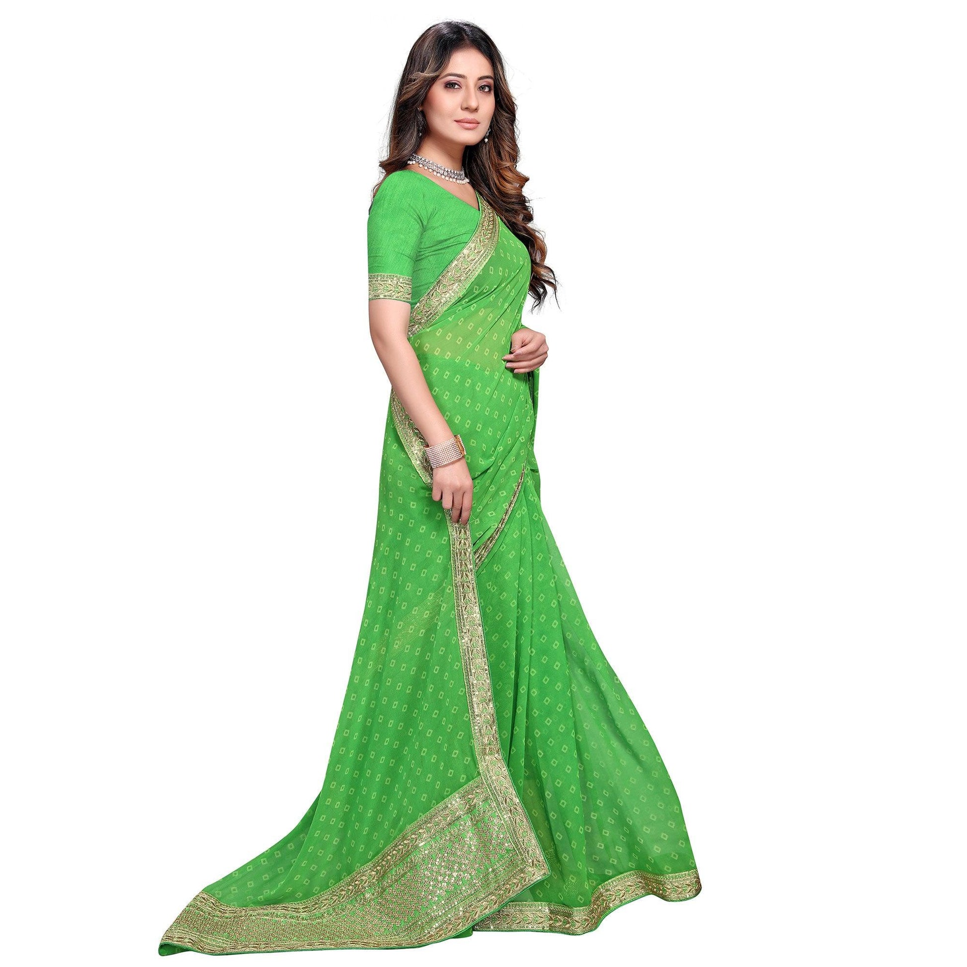 green-festive-wear-printed-georgette-saree-123814