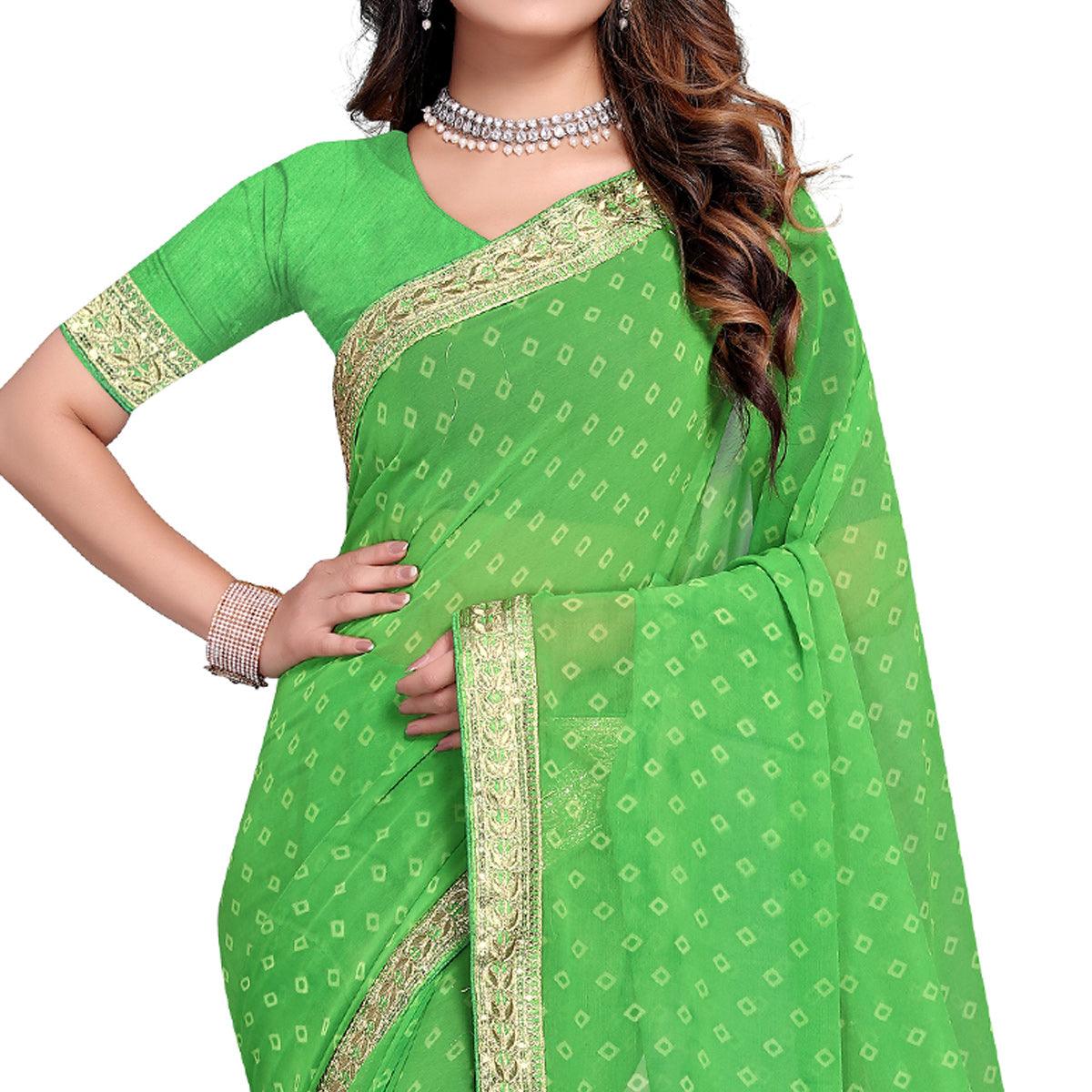 green-festive-wear-printed-georgette-saree-123814