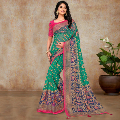 green-partywear-printed-organza-brasso-saree-131978