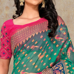 green-partywear-printed-organza-brasso-saree-131978