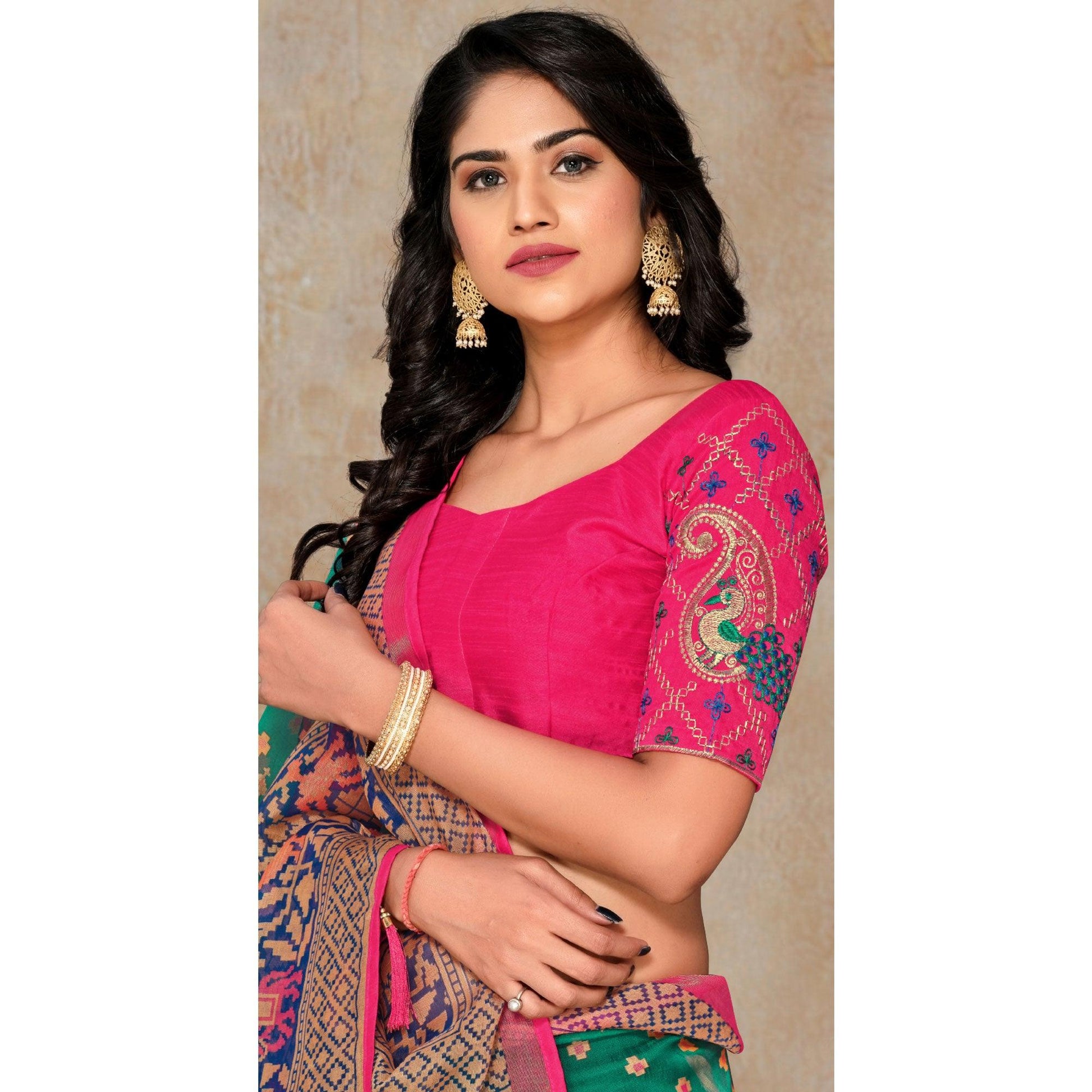 green-partywear-printed-organza-brasso-saree-131978