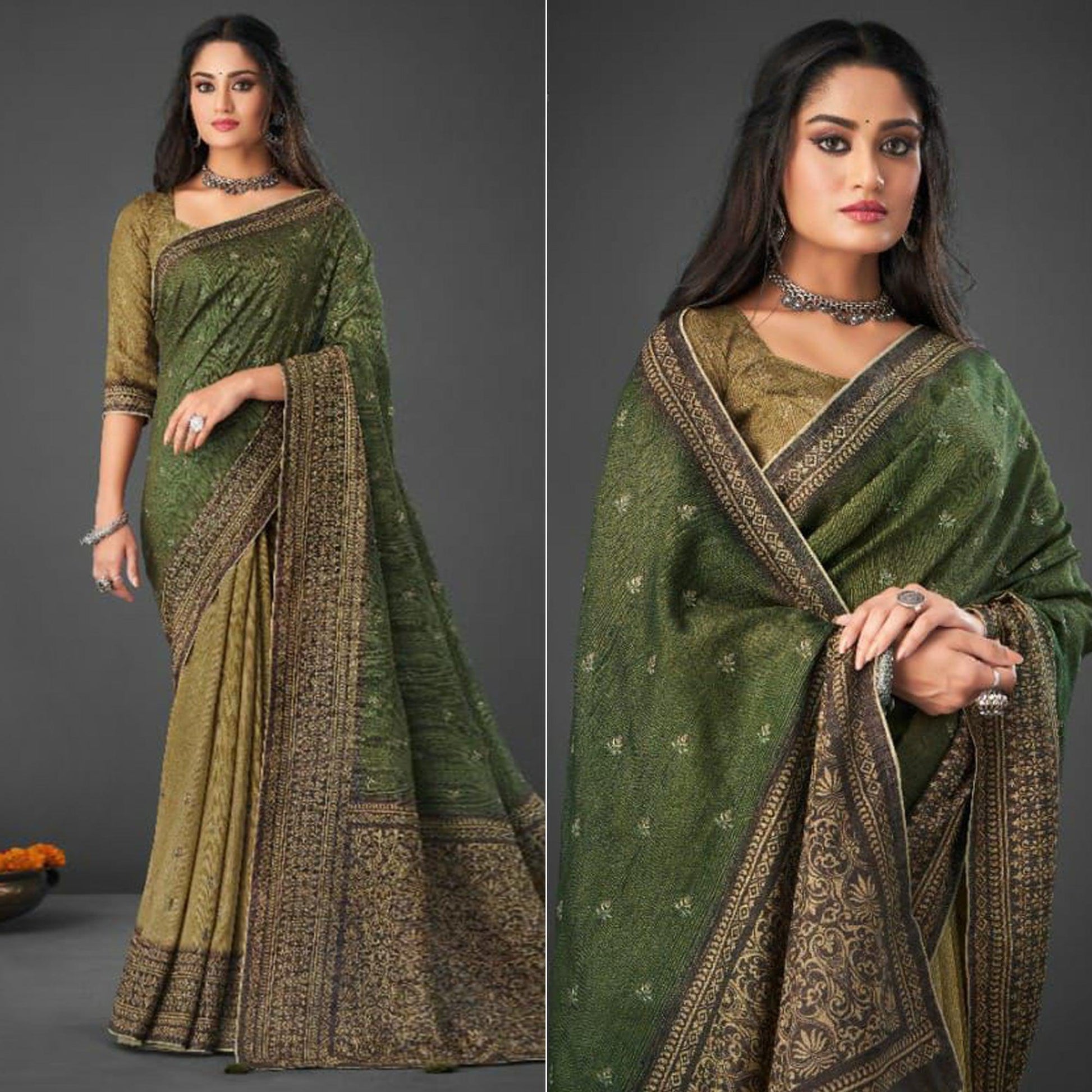 green-festive-wear-printed-silk-half-and-half-saree-140318