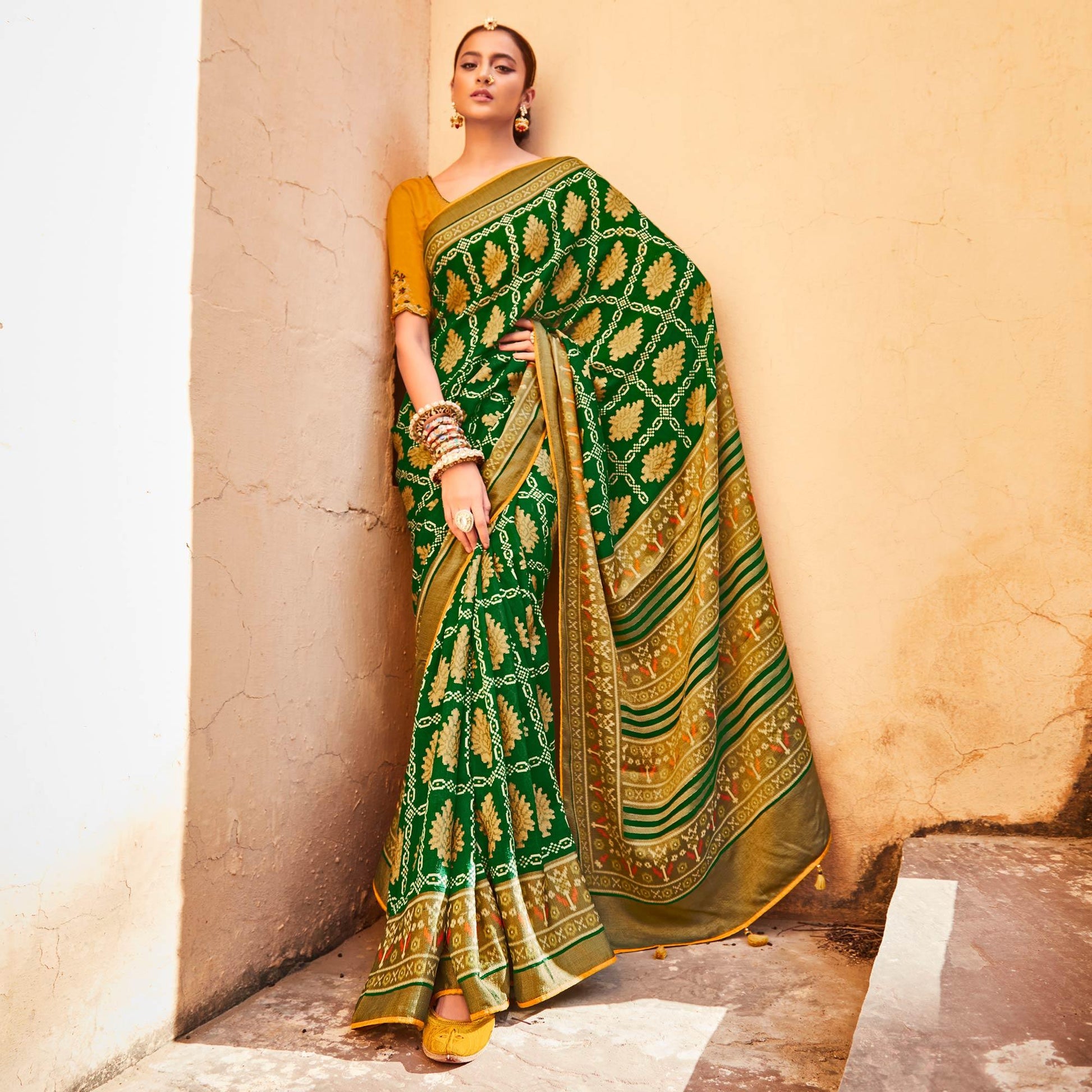 green-festive-wear-printed-silk-saree-139850