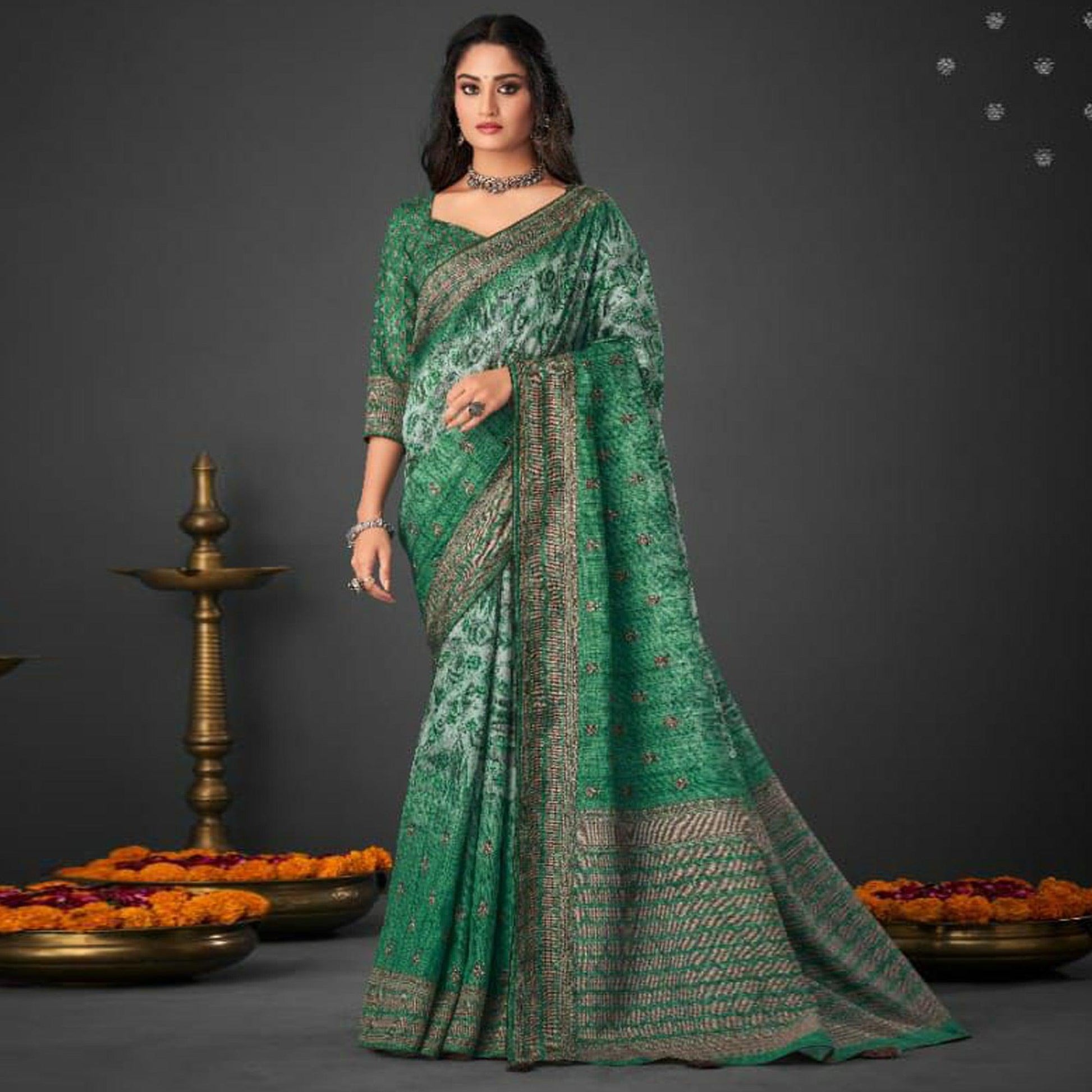 green-festive-wear-printed-silk-saree-140320
