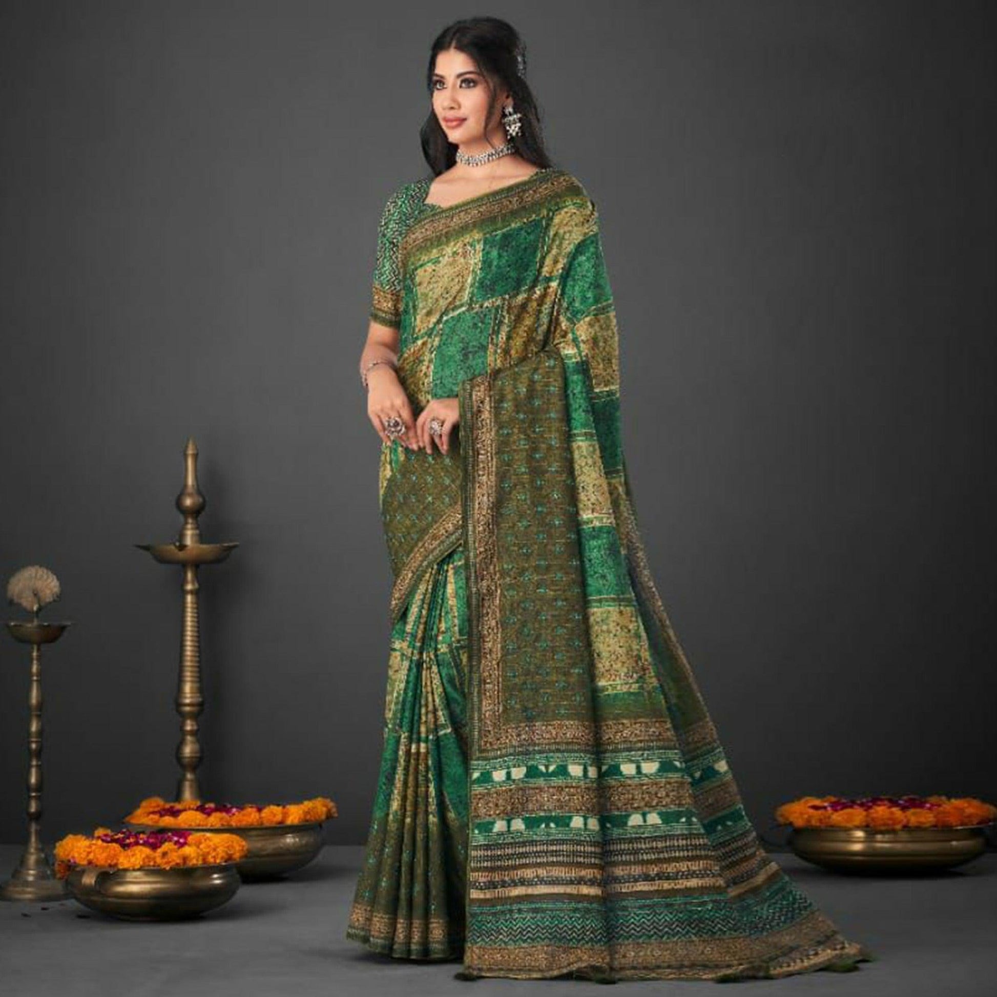 green-festive-wear-printed-silk-saree-140316
