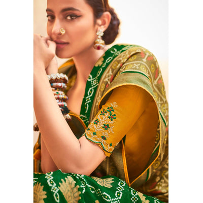 green-festive-wear-printed-silk-saree-139850