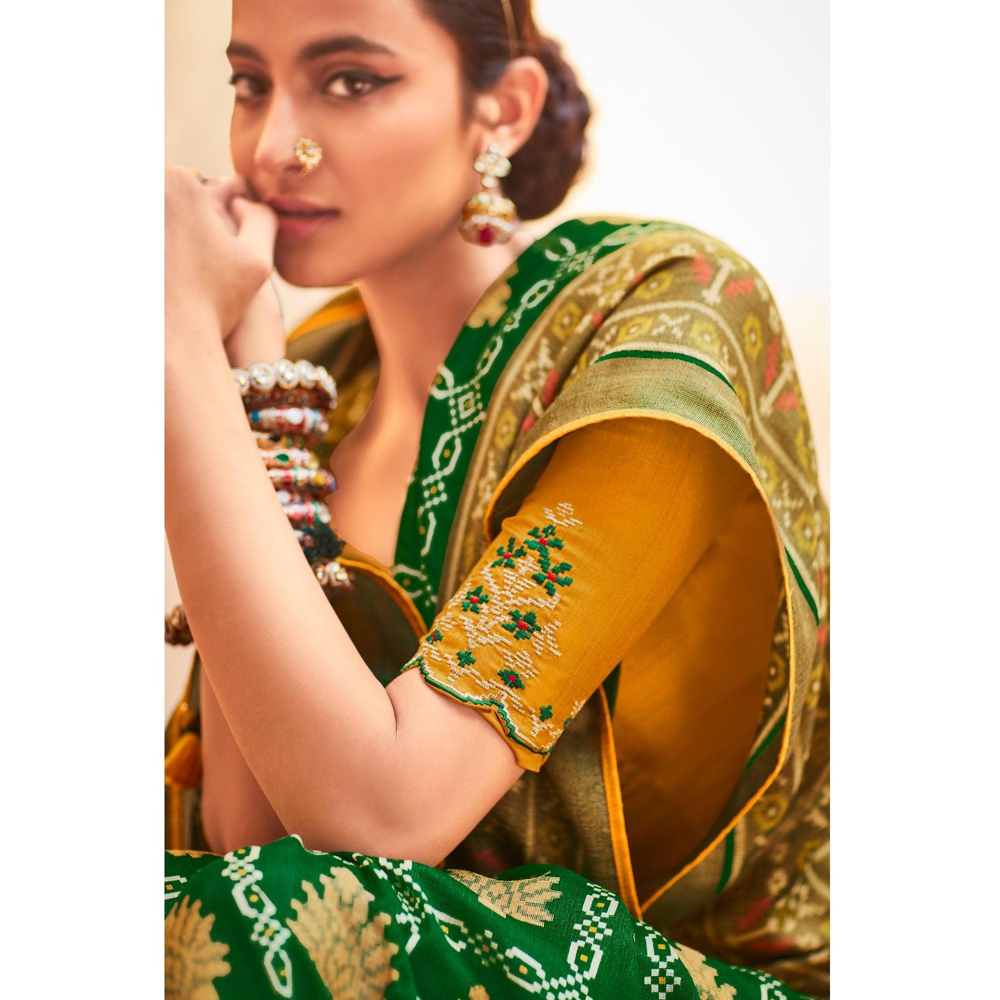 green-festive-wear-printed-silk-saree-139850