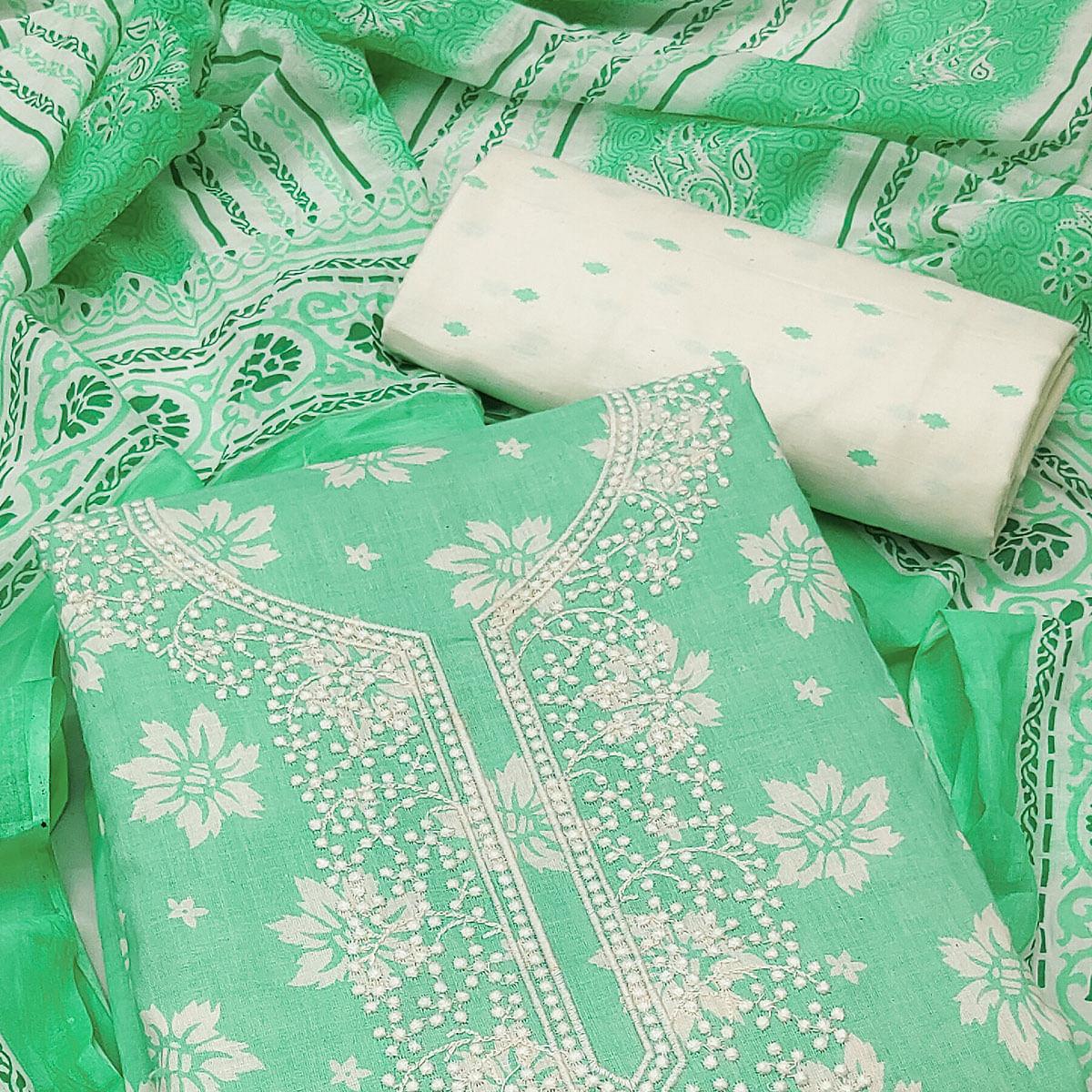 green-festive-wear-printed-with-embroidered-cotton-dress-material-142113