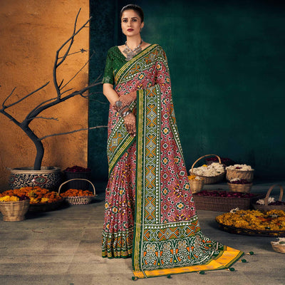 green-festive-wear-printed-with-foil-border-dola-silk-saree-137642