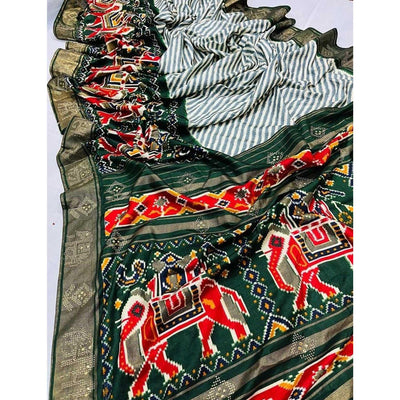 green-festive-wear-printed-with-foil-border-dola-silk-saree-137642