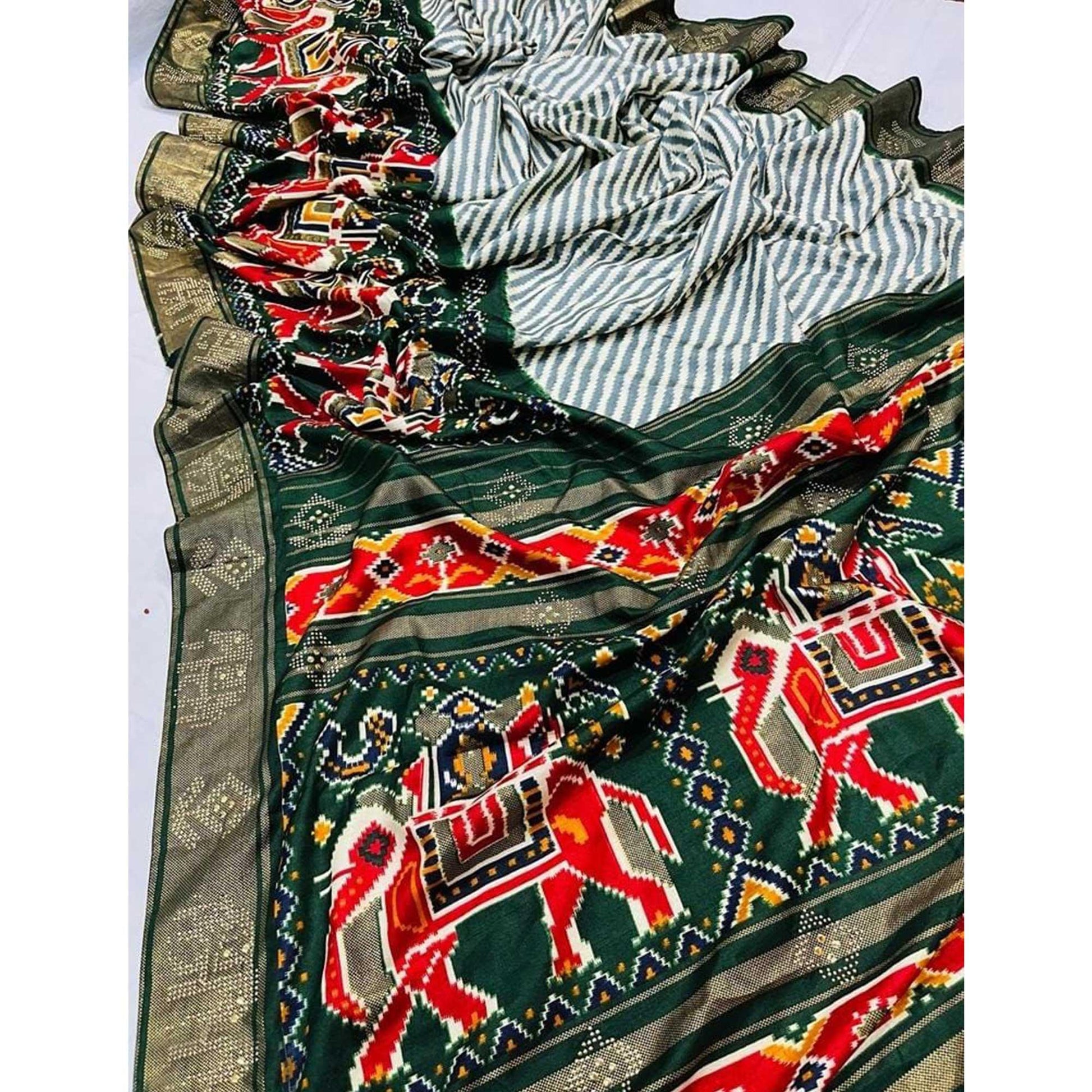 green-festive-wear-printed-with-foil-border-dola-silk-saree-137642