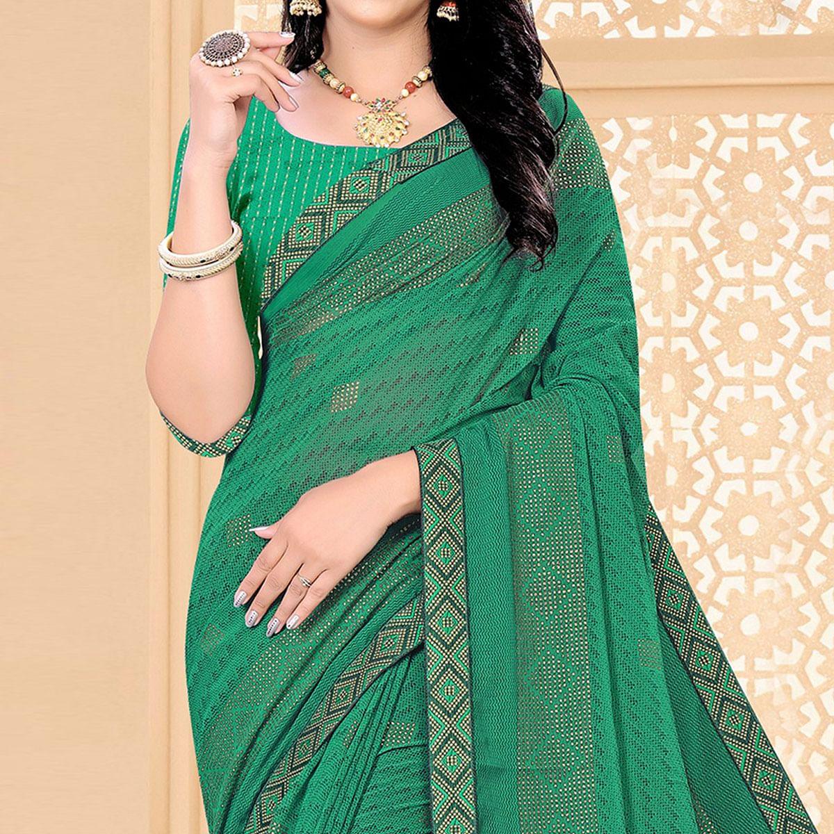 green-festive-wear-printed-with-lace-work-chiffon-designer-saree-141383