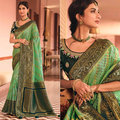 green-festive-wear-printed-woven-silk-saree-138263