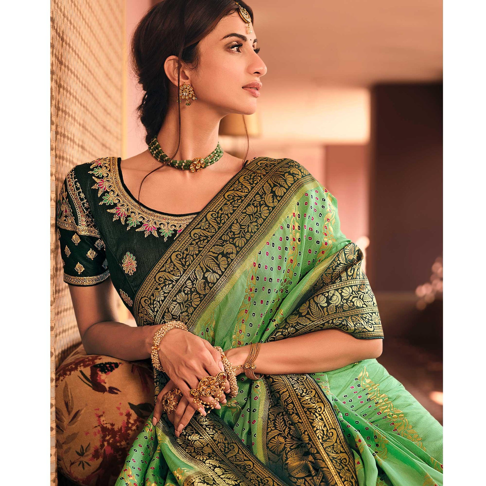 green-festive-wear-printed-woven-silk-saree-138263