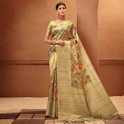 green-festive-wear-pure-digital-prints-jacquard-silk-saree-128425