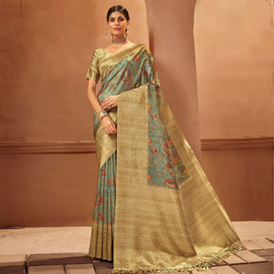 green-festive-wear-pure-digital-prints-jacquard-silk-saree-128421