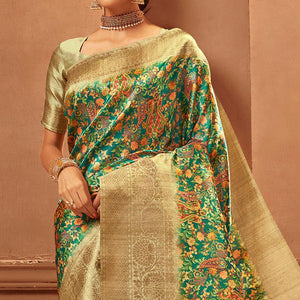 green-festive-wear-pure-digital-prints-jacquard-silk-saree-128423