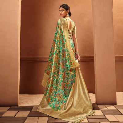 green-festive-wear-pure-digital-prints-jacquard-silk-saree-128423